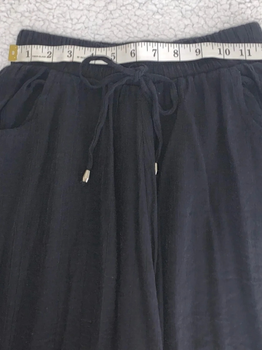 Black Wide Leg Palazzo Lounge Boho Pants Drawstring Size S/M